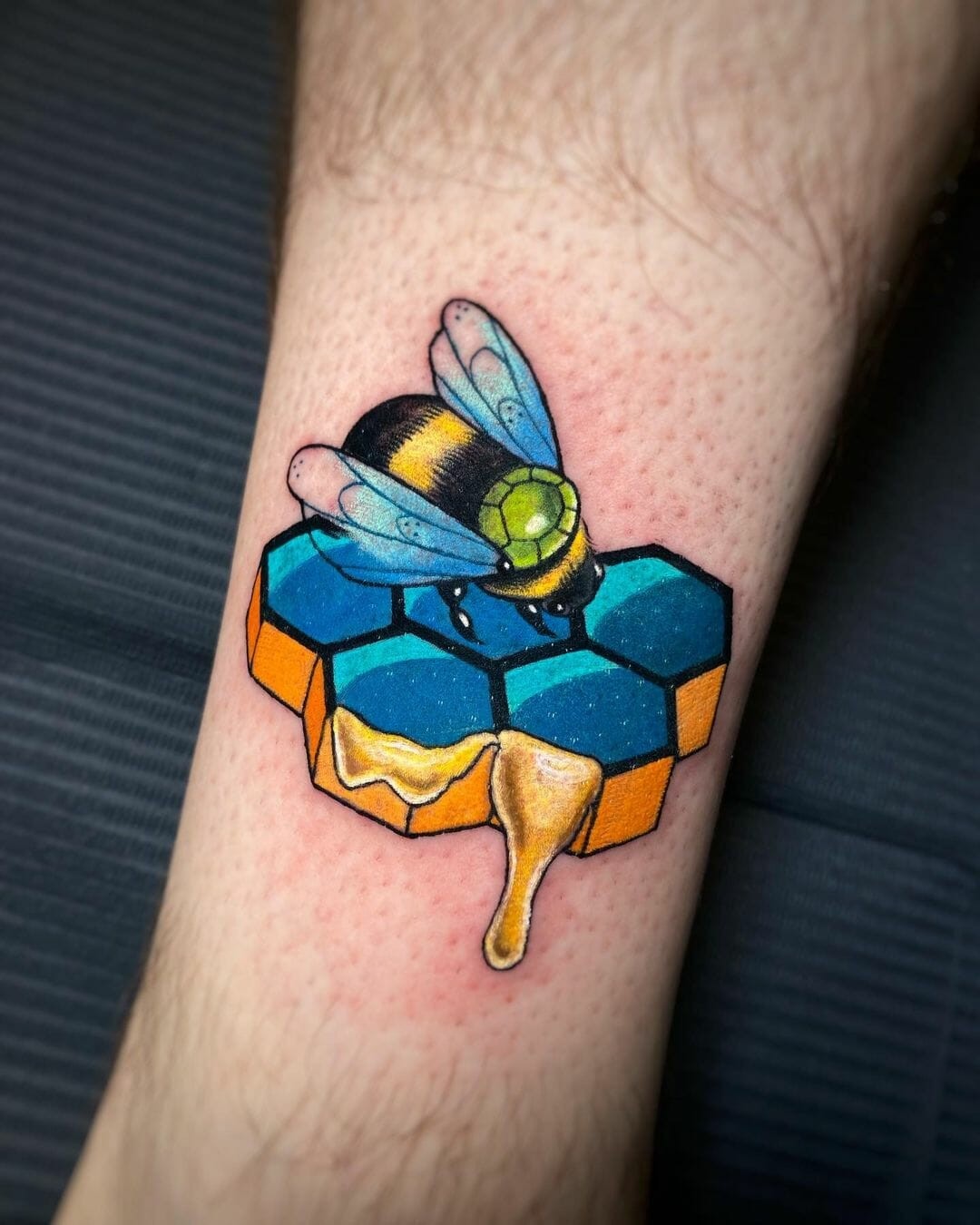 Cartoon Honeycomb Tattoo for lighthearted people