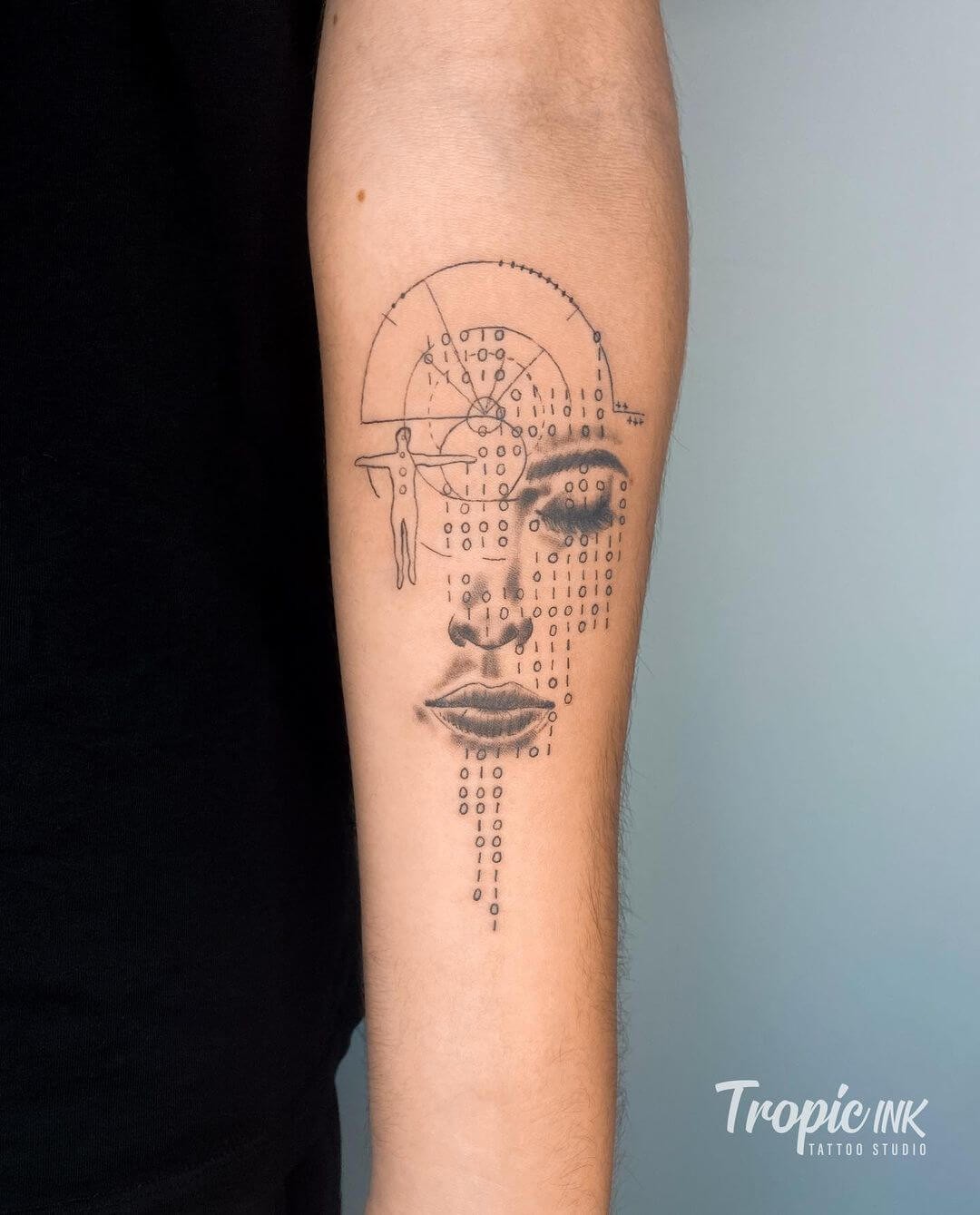 Different Elements Binary Tattoo