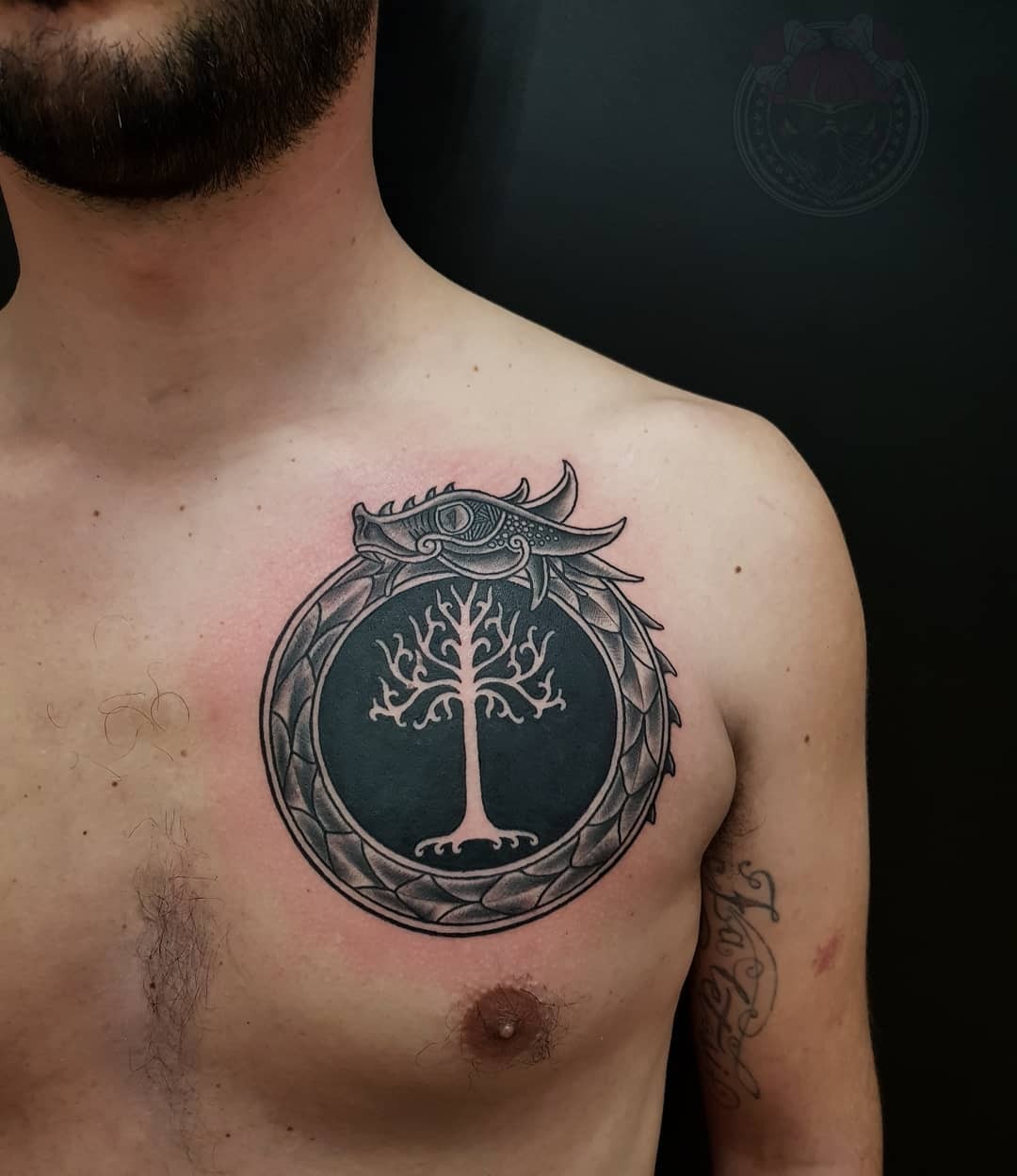 Celtic Dragon Fantasy Tattoo With Tree Design