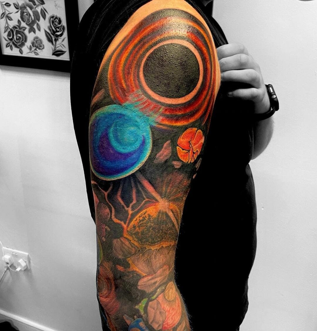 Full Sleeve Black Hole Tattoo