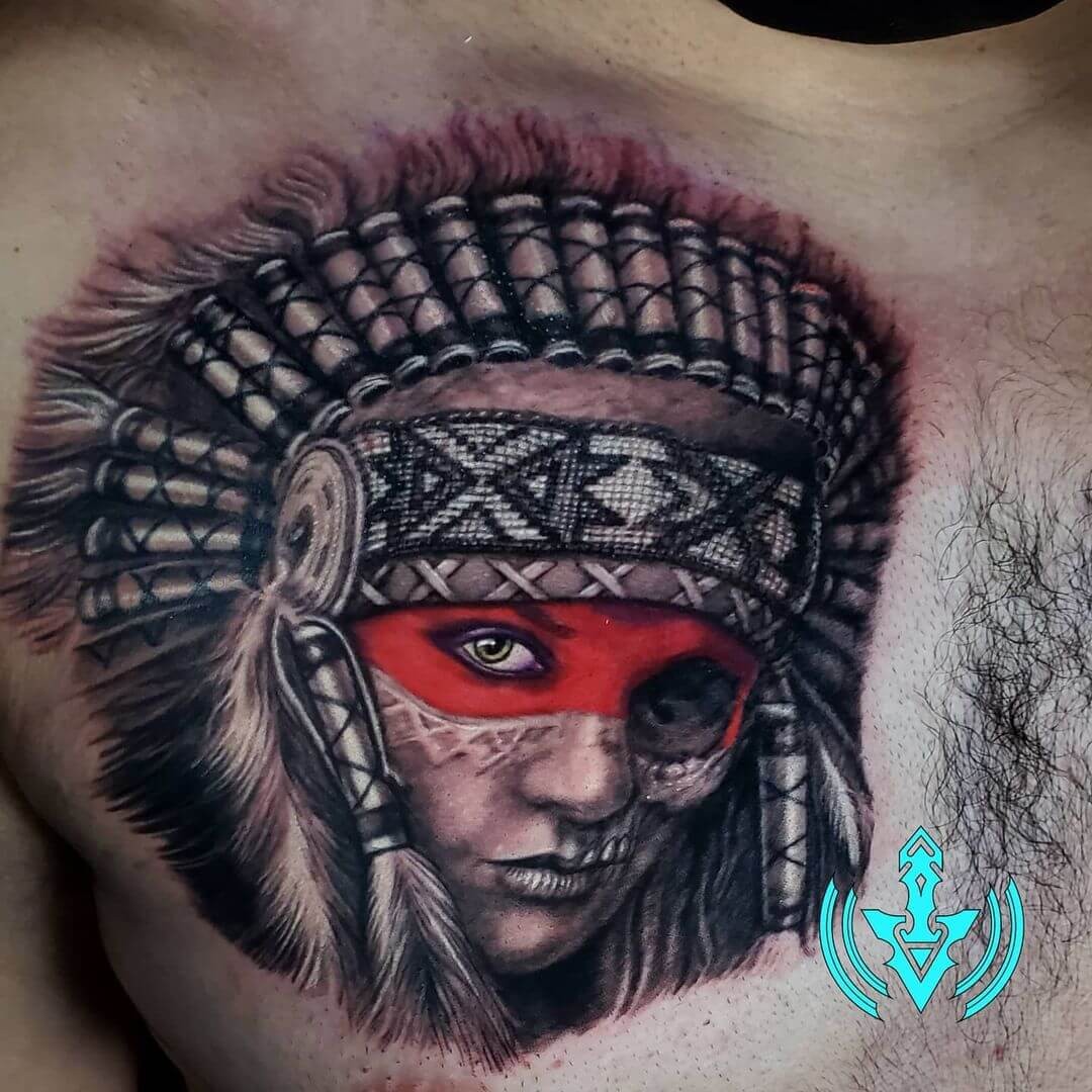 Native American Skull Tattoo