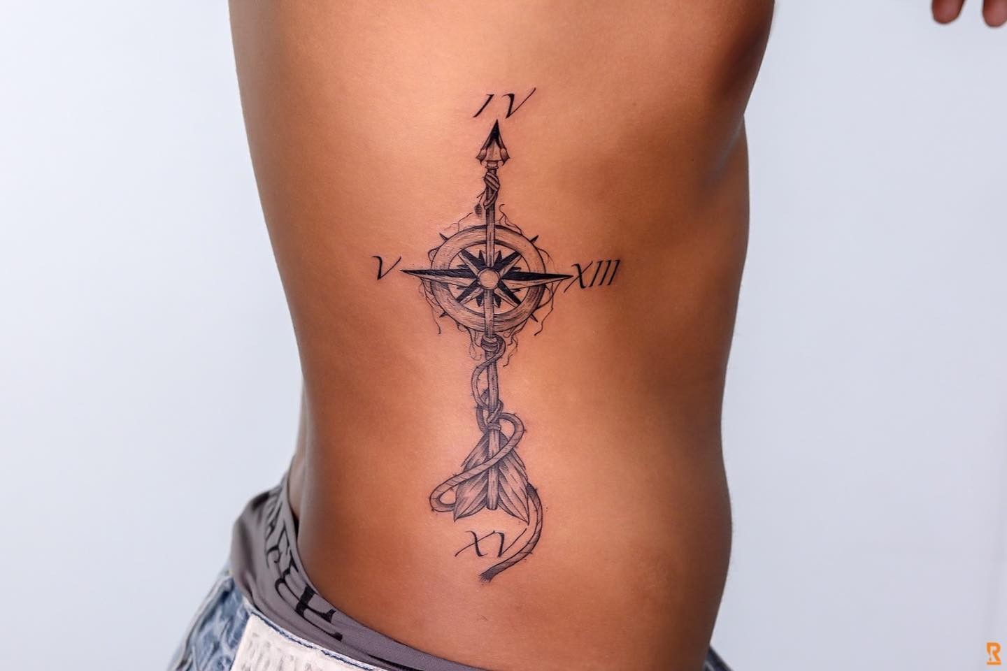 Compass With Roman Numeral Tattoo