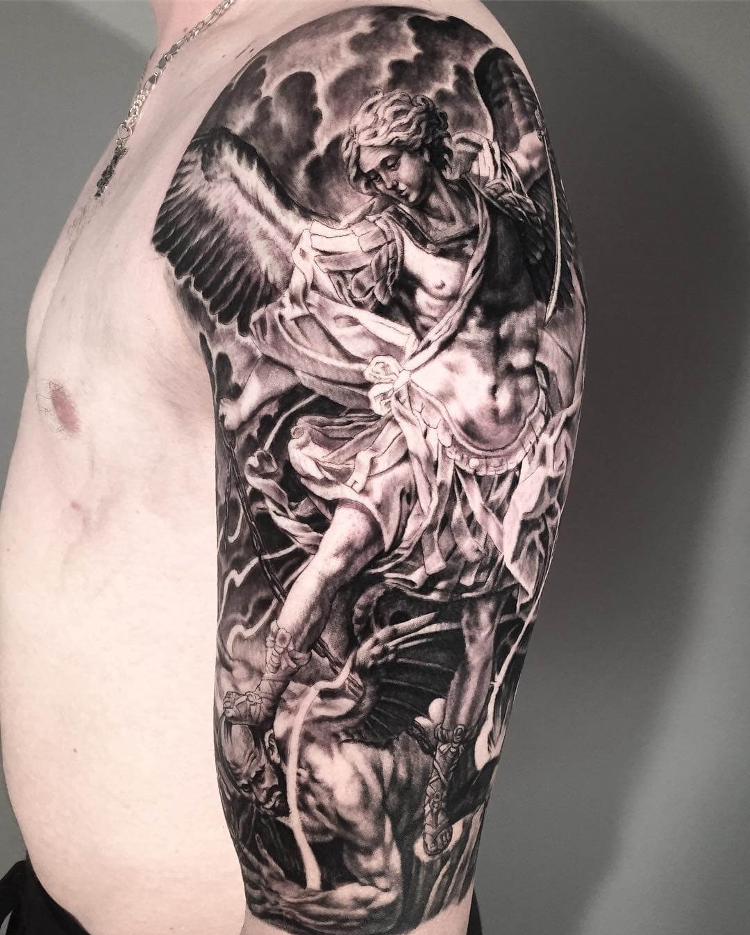 Saint Michael Half Sleeve Tattoo