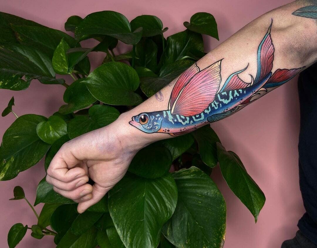 The Colourful Flying Fish Poland Tattoo