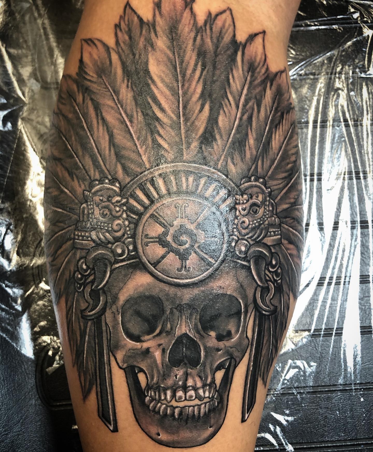 Aztec Skull Tattoo In Tribal Form