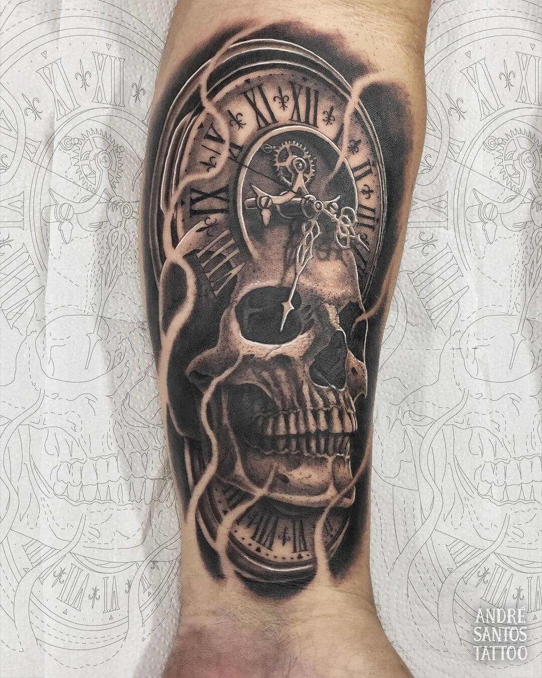 Skull Clock Tattoo