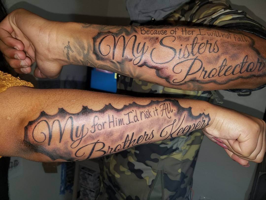 Unique Sister’s Protector And Brother’s Keeper Tattoo