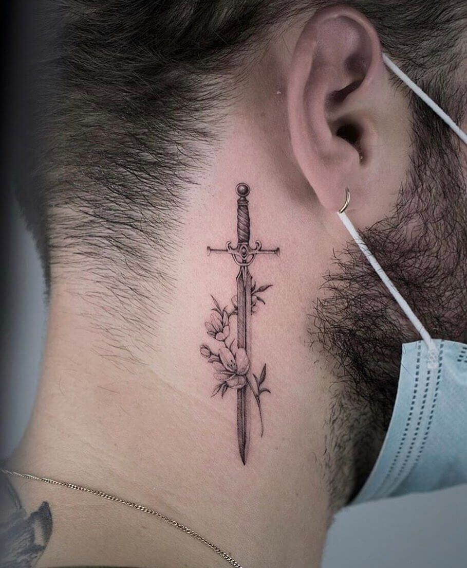 Small Black Neck Tattoo