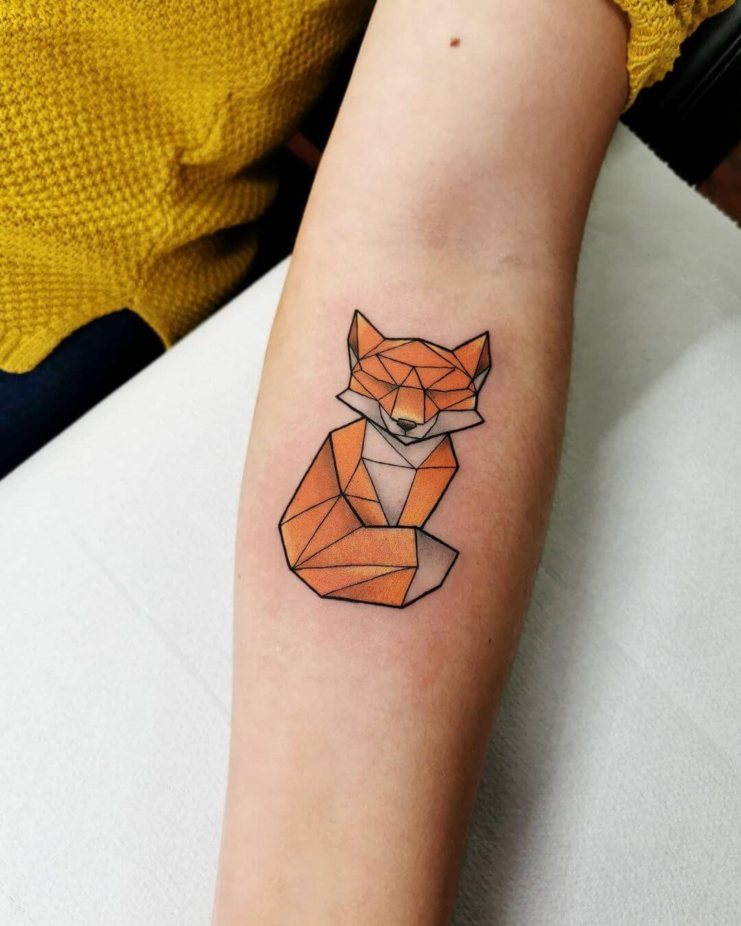 Colourful Origami Fox Tattoo Design