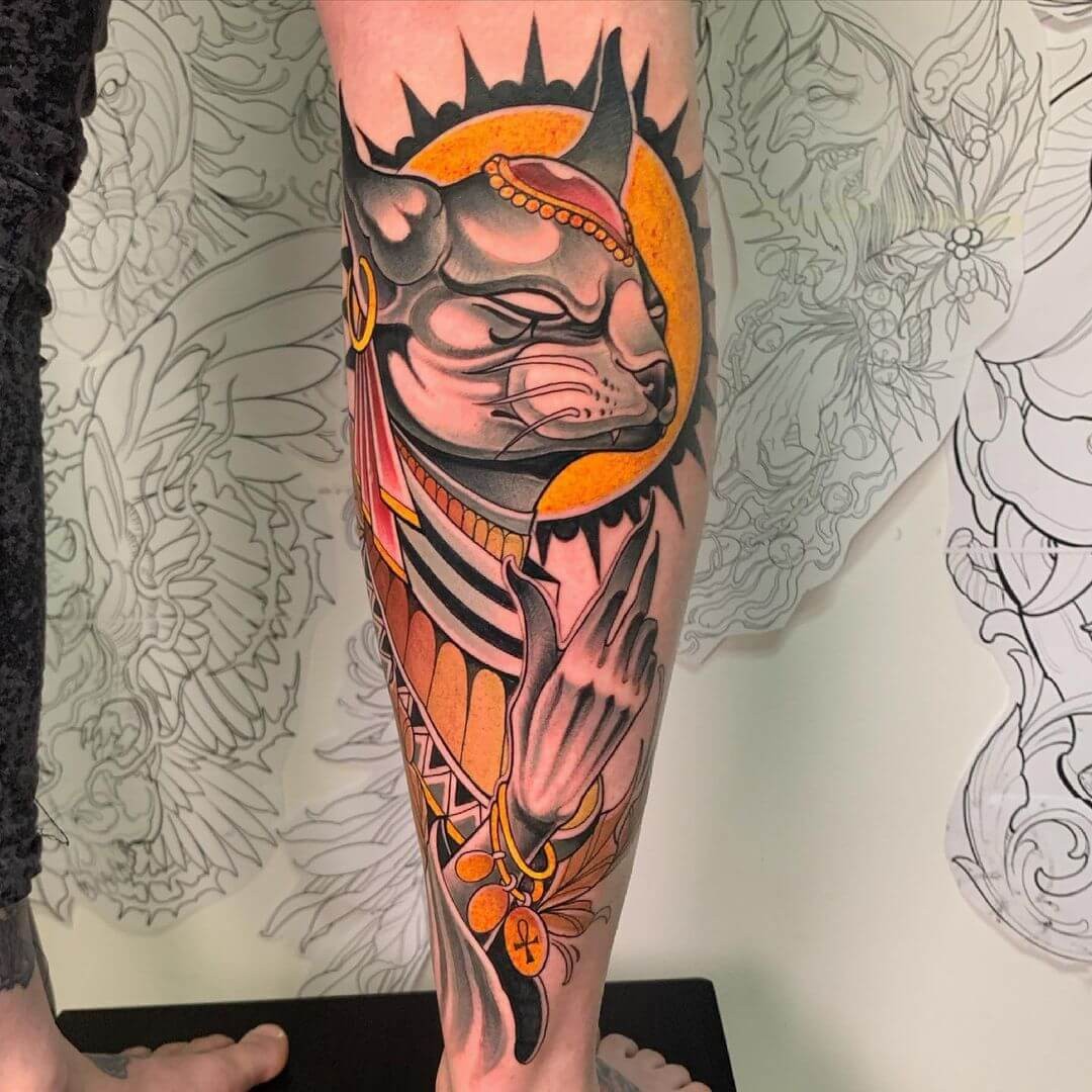 Neo-Traditional Bastet Tattoo