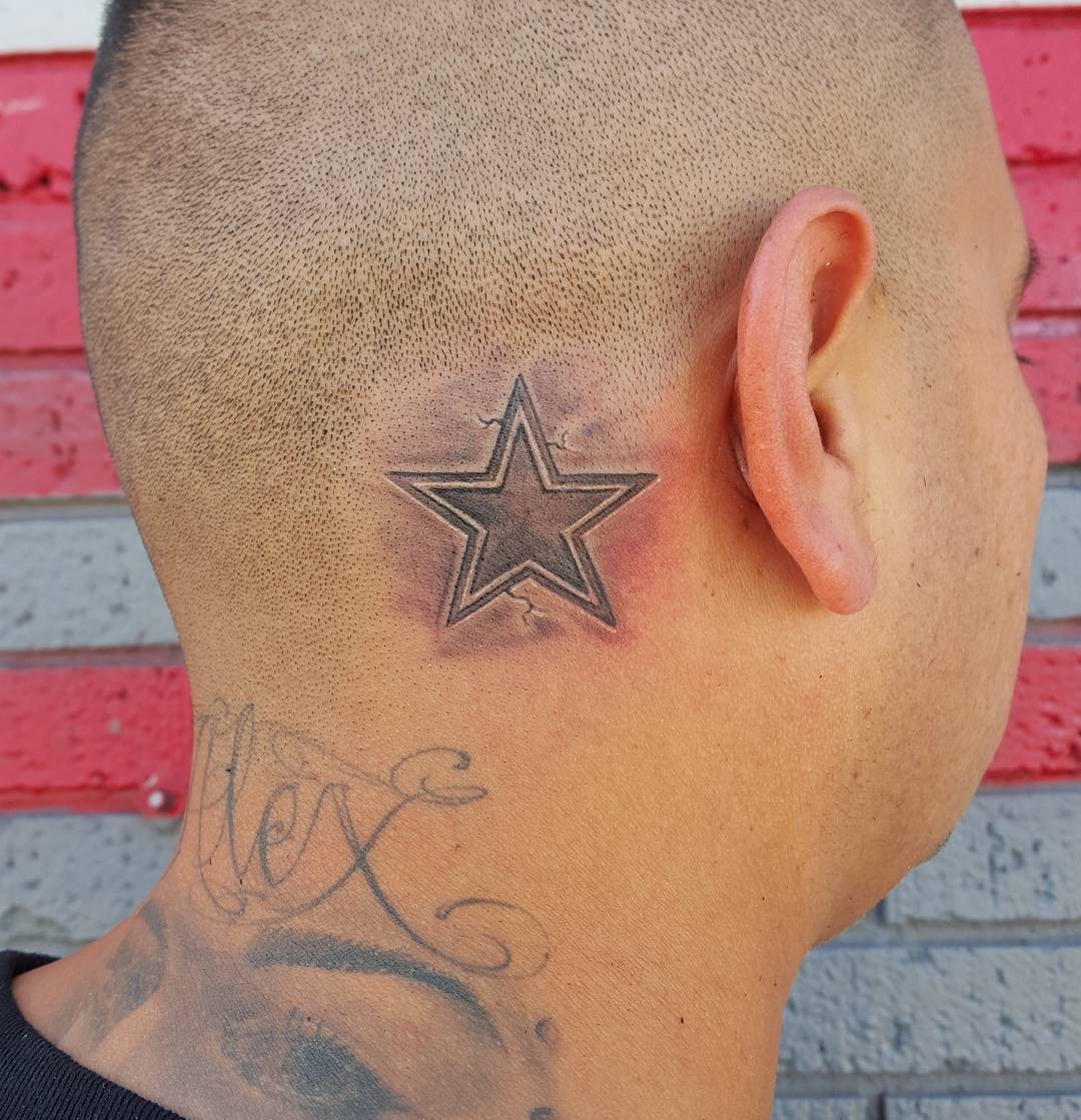 Dallas Cowboys Tattoo Behind The Ear