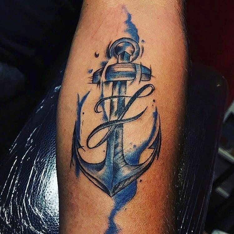 Fierce Anchor J Letter Tattoo Design