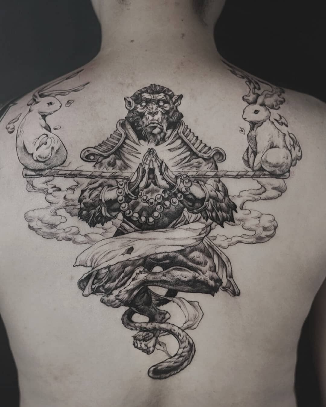 Chinese Monkey And Rabbit Tattoo