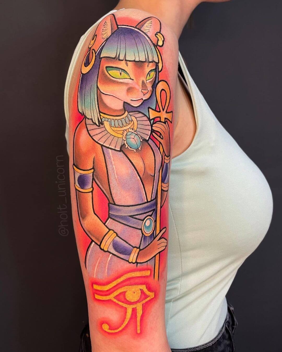 Neon Bastet Tattoo