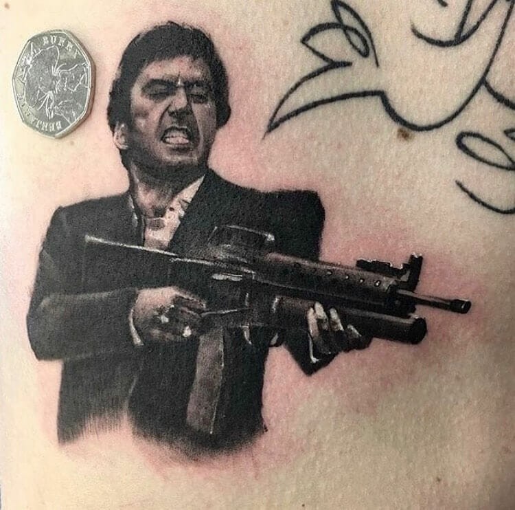 Realistic Tony Montana From ‘Scarface’ Tattoo Ideas