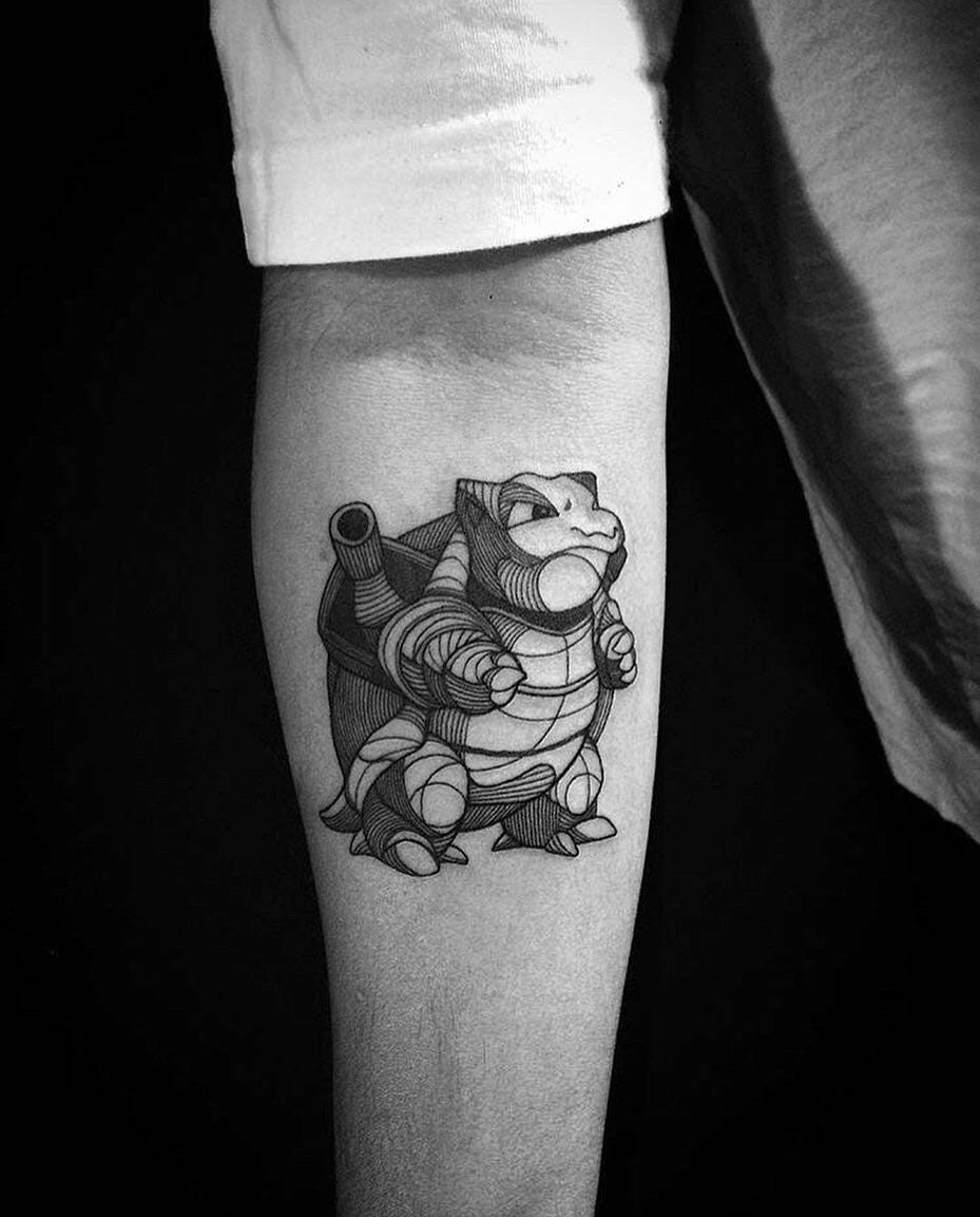 Blackwork Blastoise Tattoo