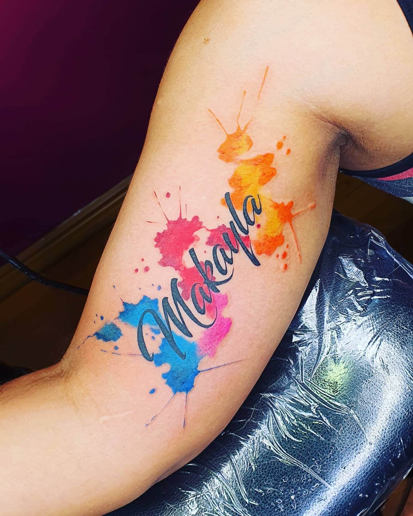 Color Splash Name Tattoo