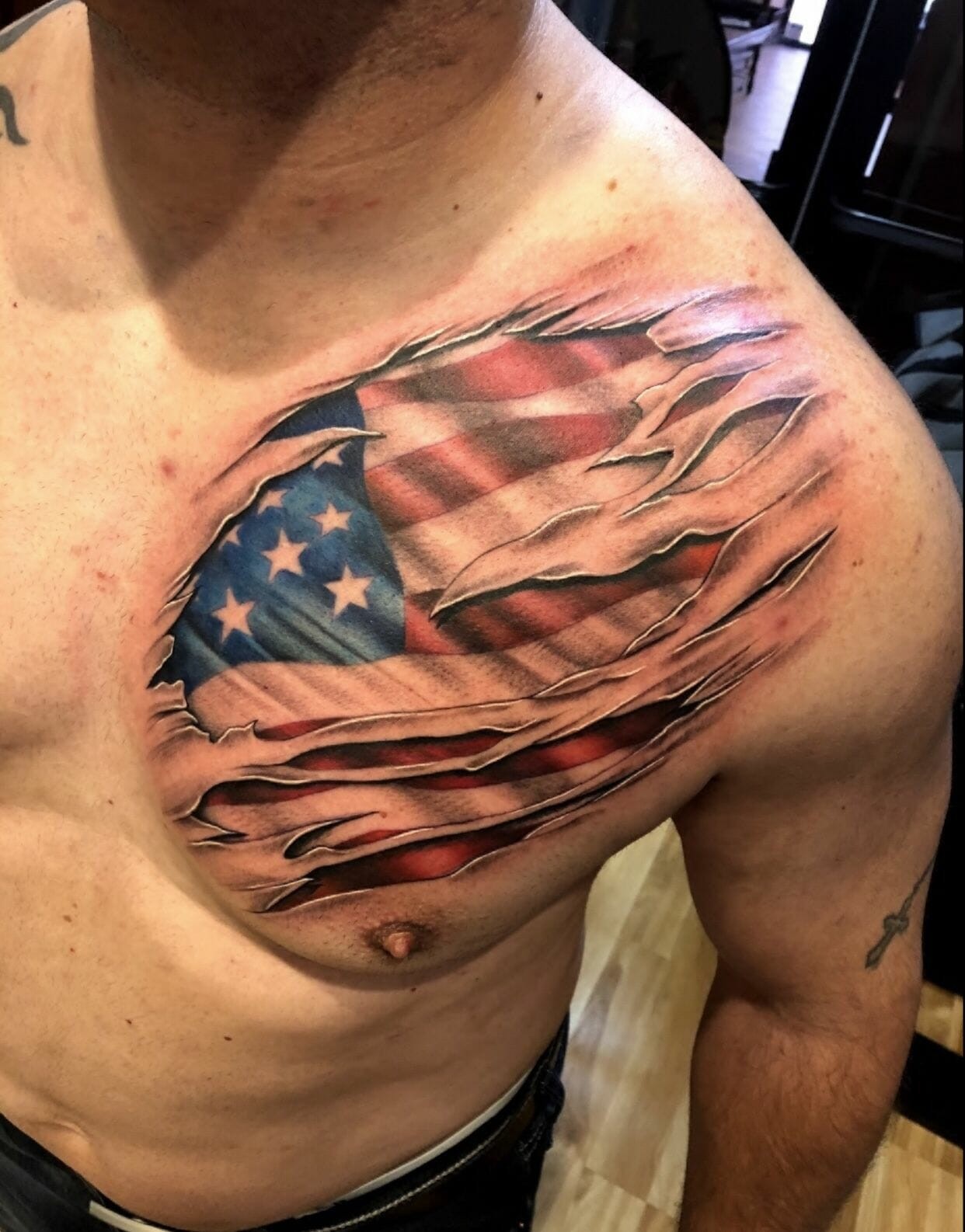 American Flag Ripped Tattoo