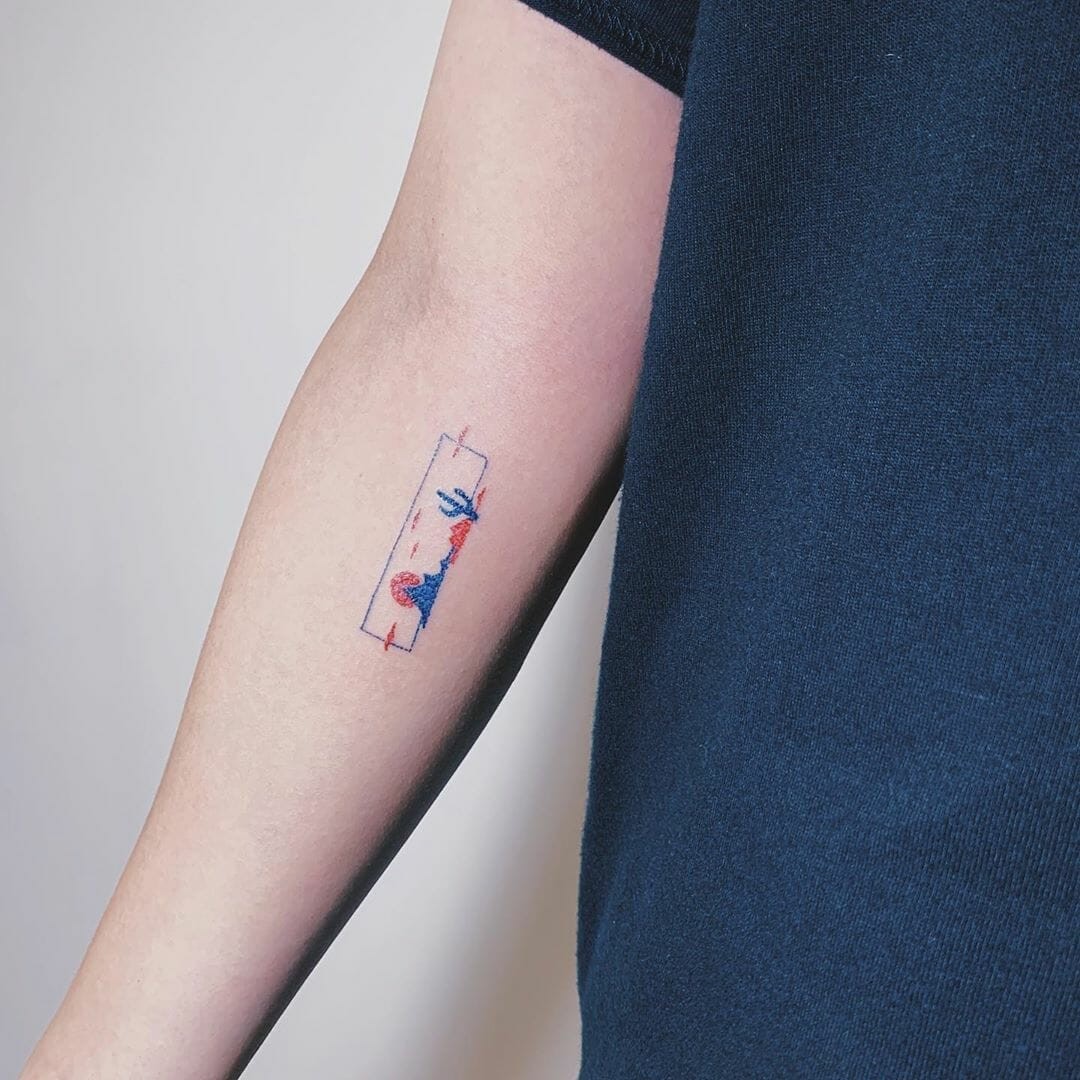 Tiny Cactus Scenery Tattoo