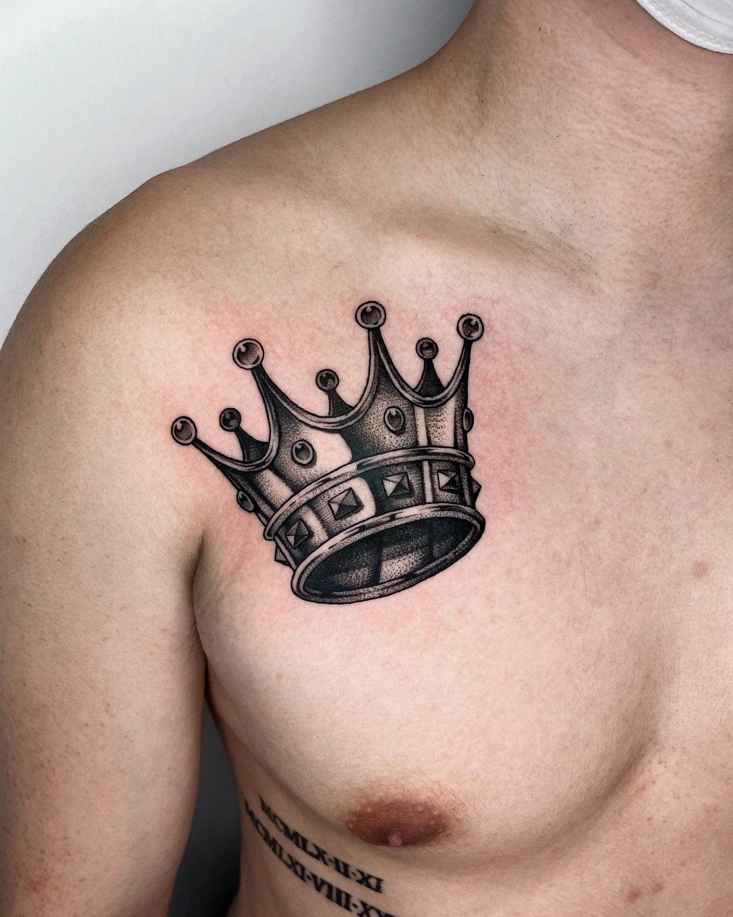 A Monochrome King Crown Tattoo