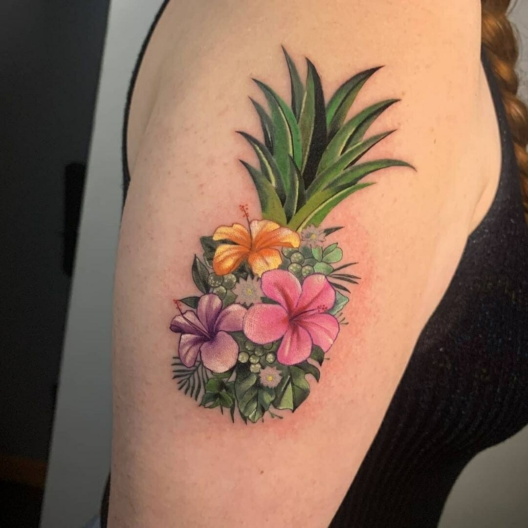 Floral Pineapple Tattoo