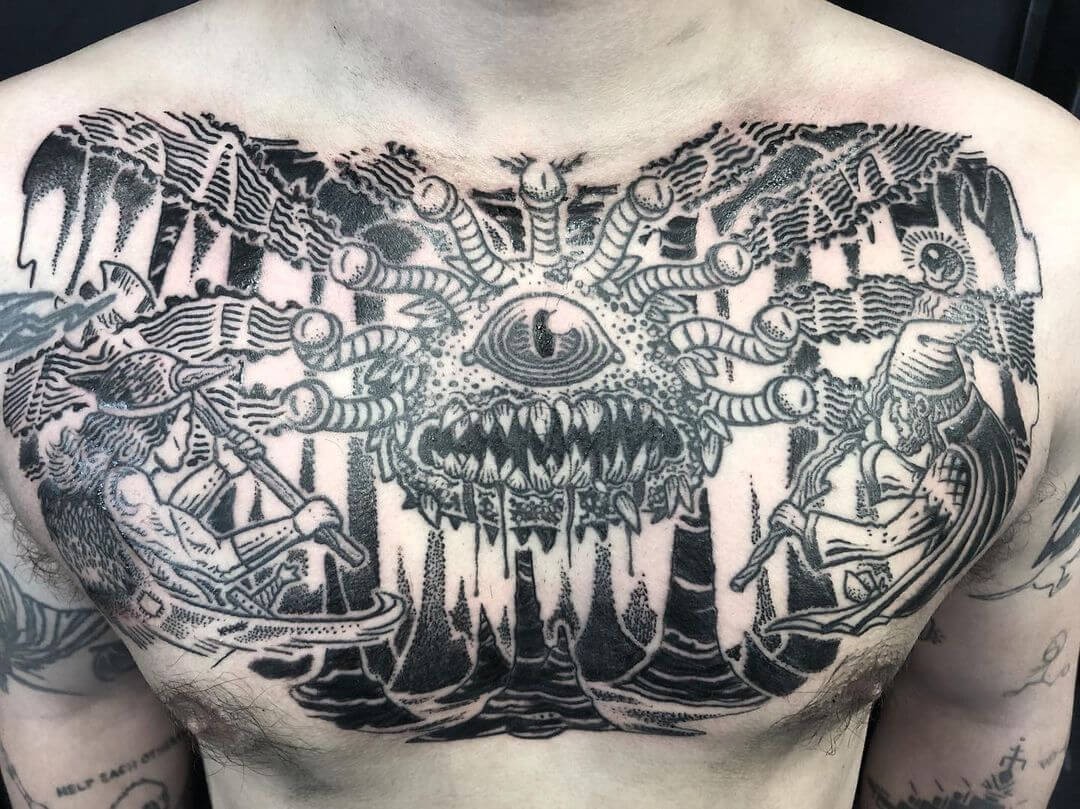 Beholder Tattoo Designs On Chest