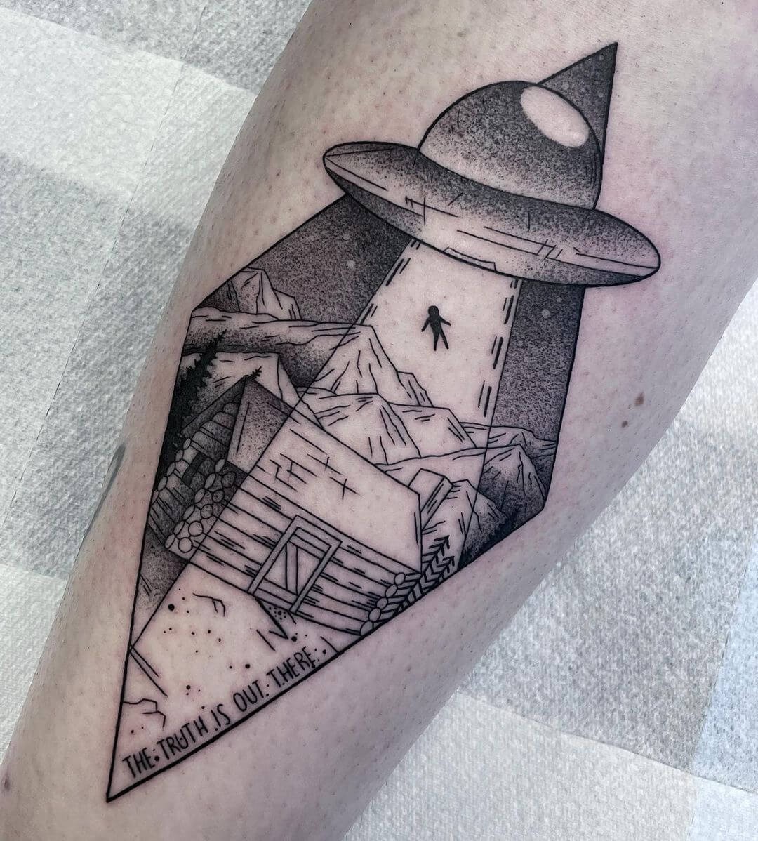 UFO Stippling Tattoo