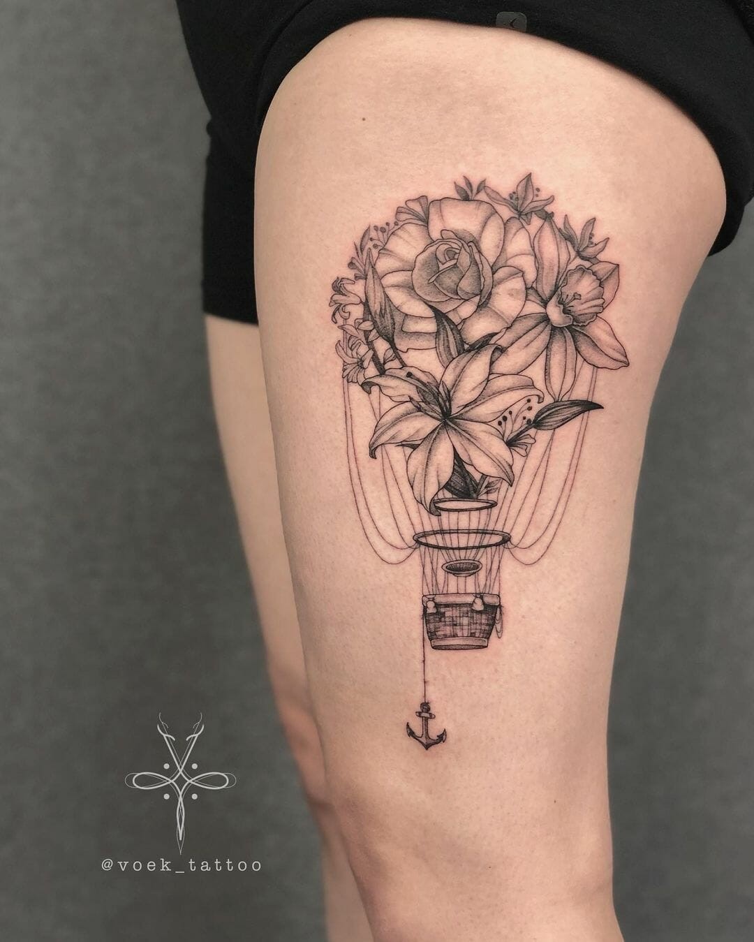 Floral Hot Air Balloon Tattoos