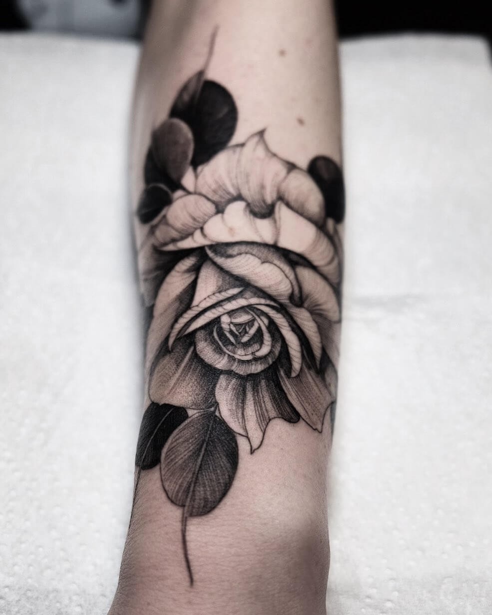 Realistic Rose Tattoo