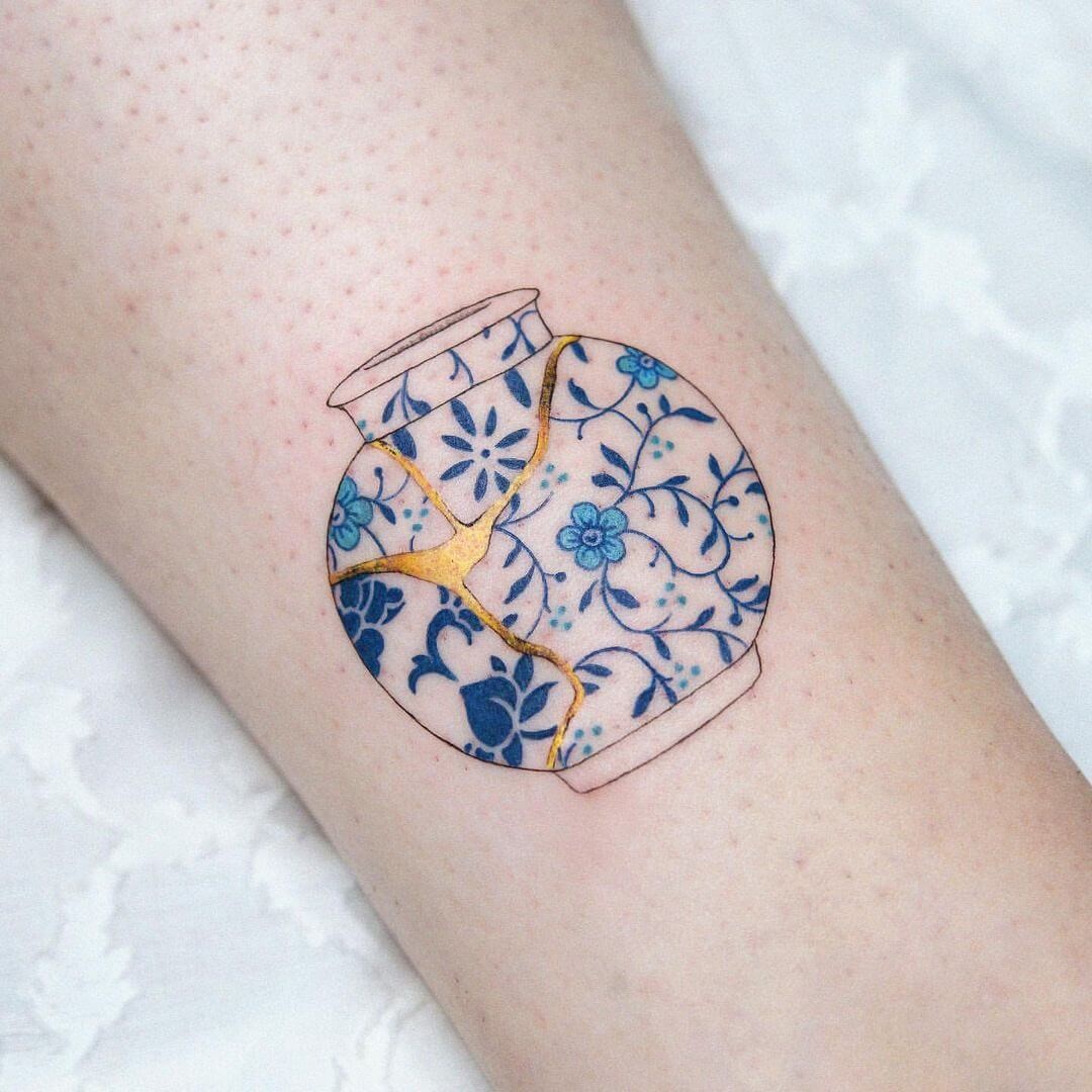 Kintsugi Ceramic Pot Tattoo