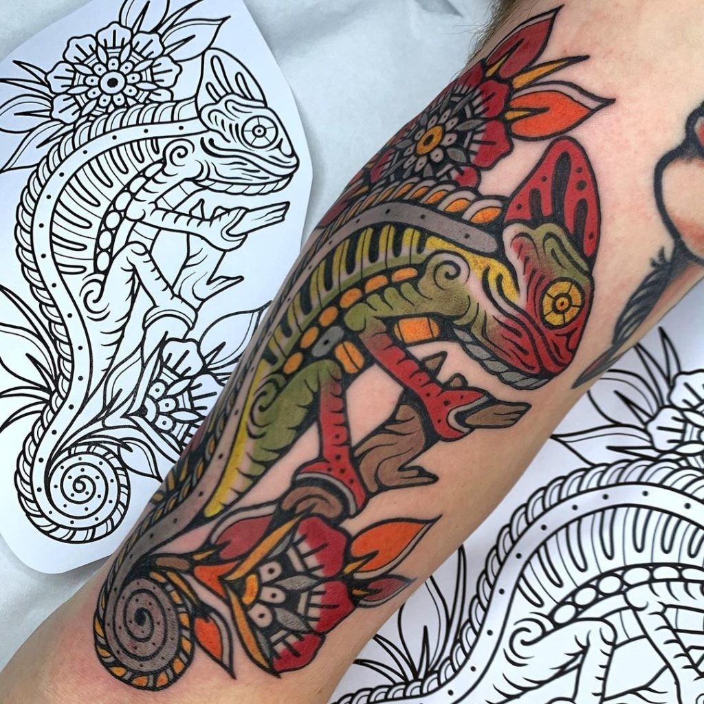 Traditional Charmeleon Tattoo