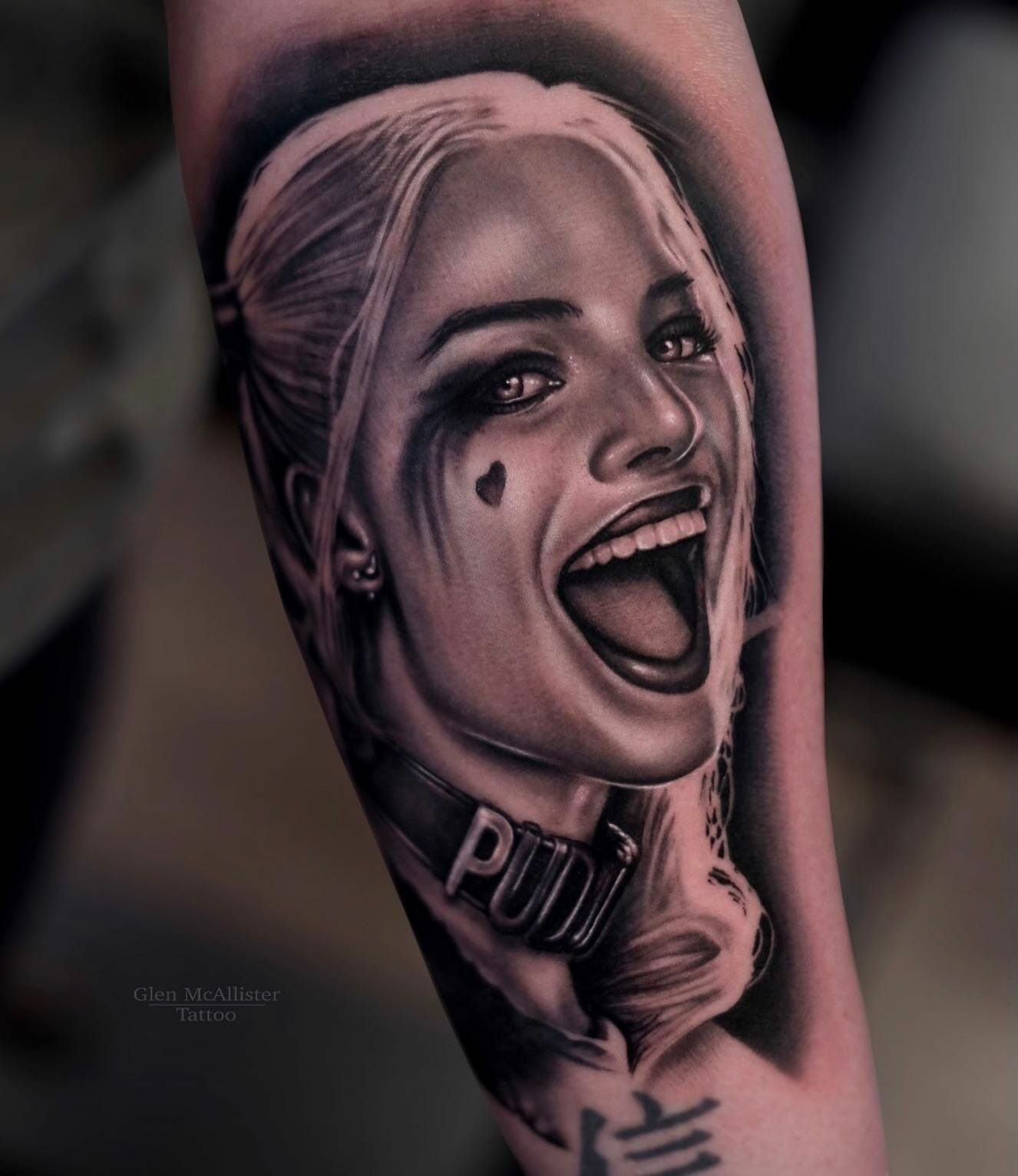 Harley Quinn Tattoo Form With Black Ink