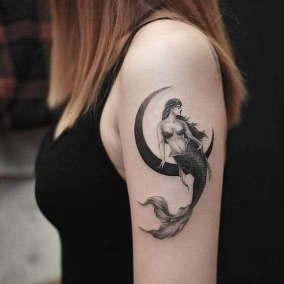 Black Mermaid Tattoo For Girls