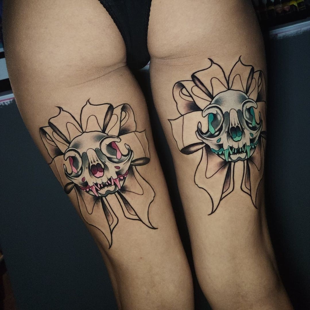 Neo-traditional Skull Tattoo