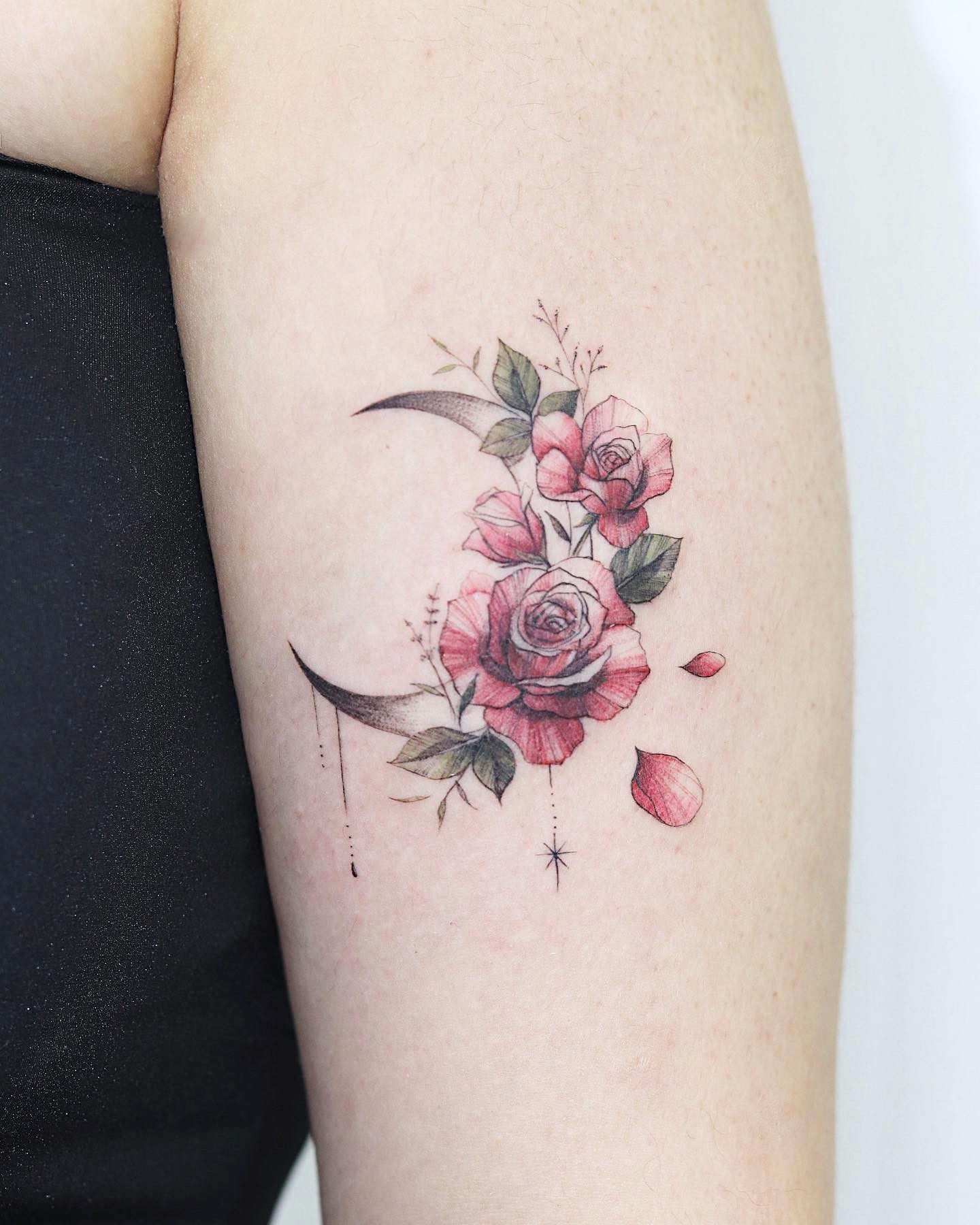 Rose And Moon Tattoo