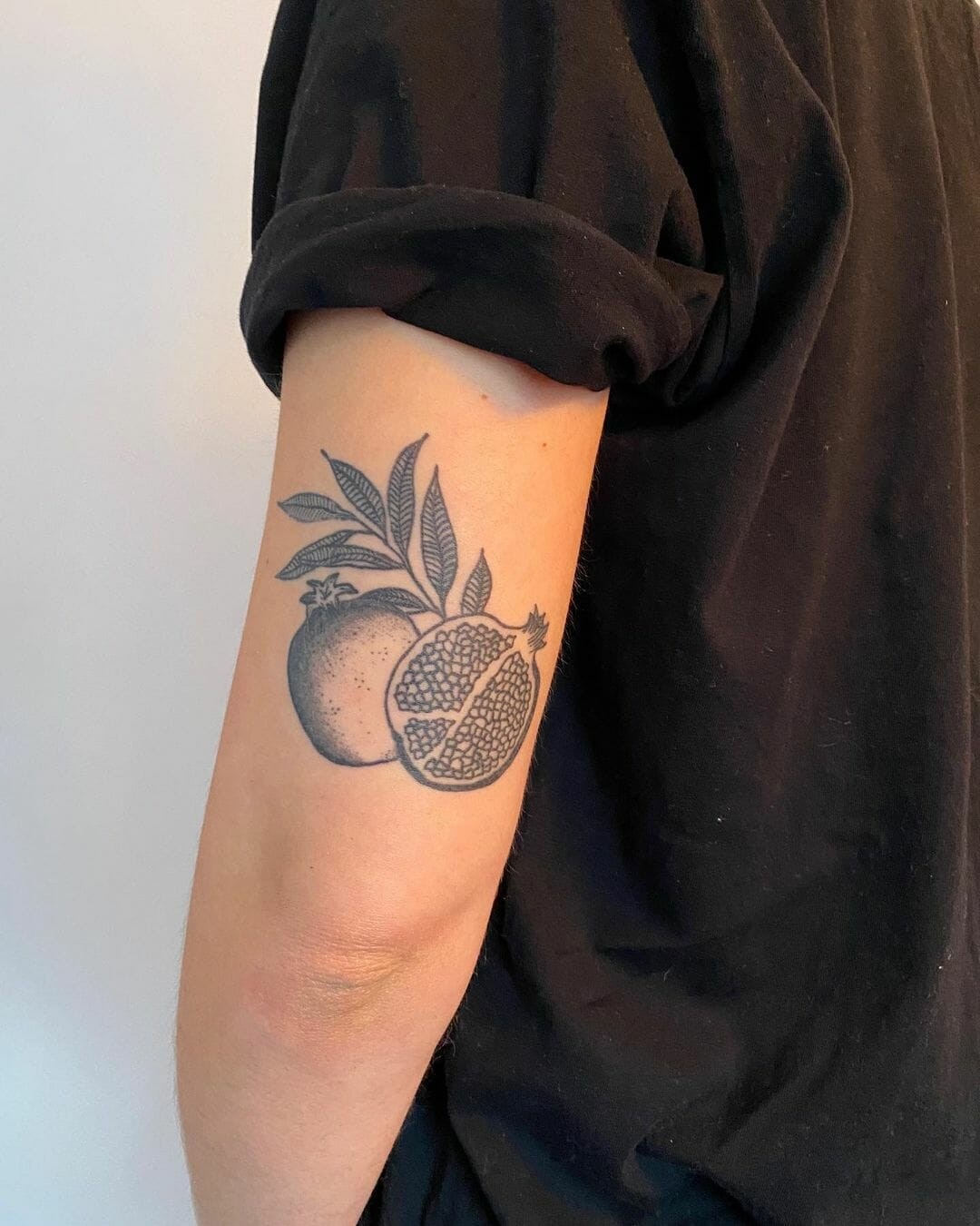 Classic Blackwork Pomegranate Tattoo