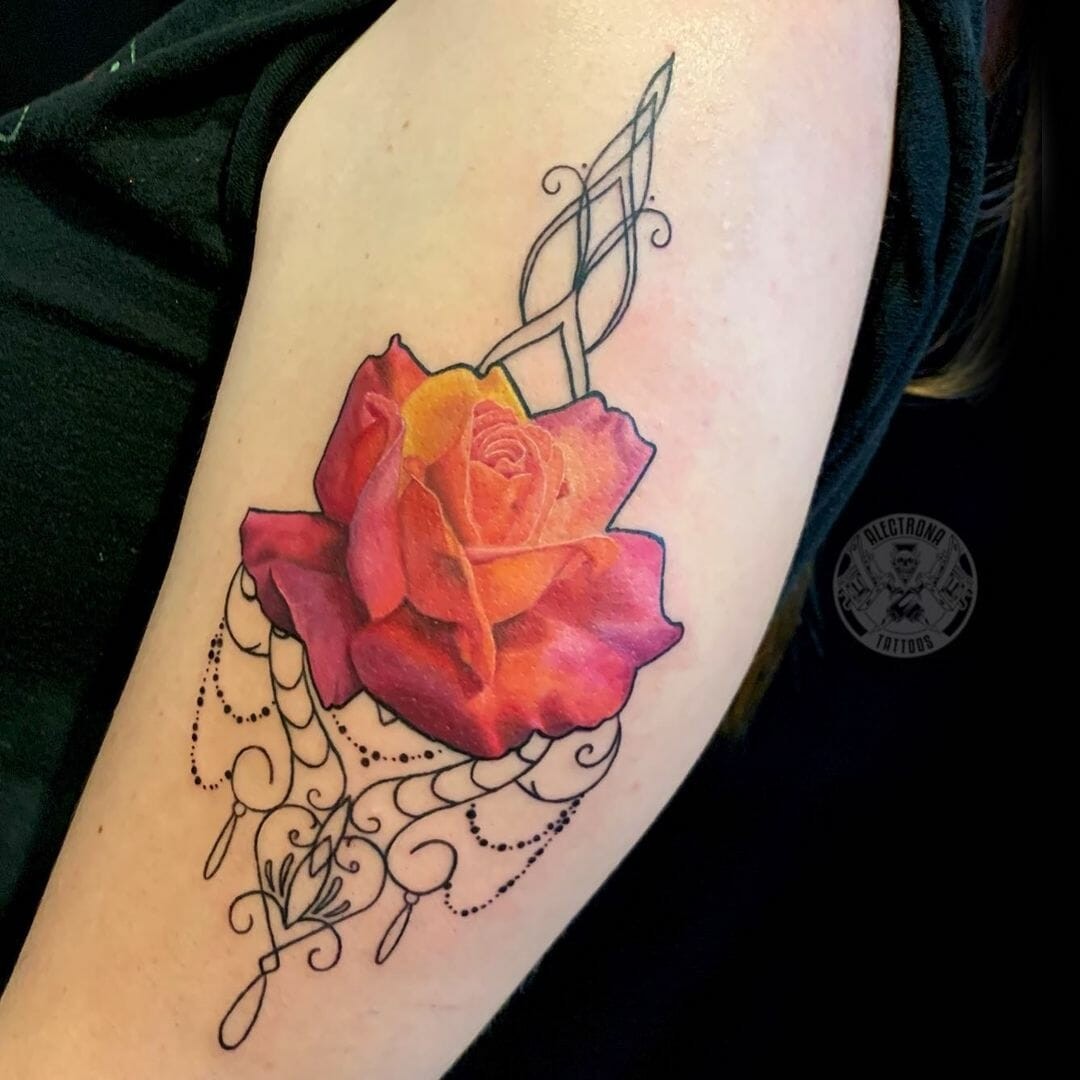 Realistic Yellow Rose Tattoo