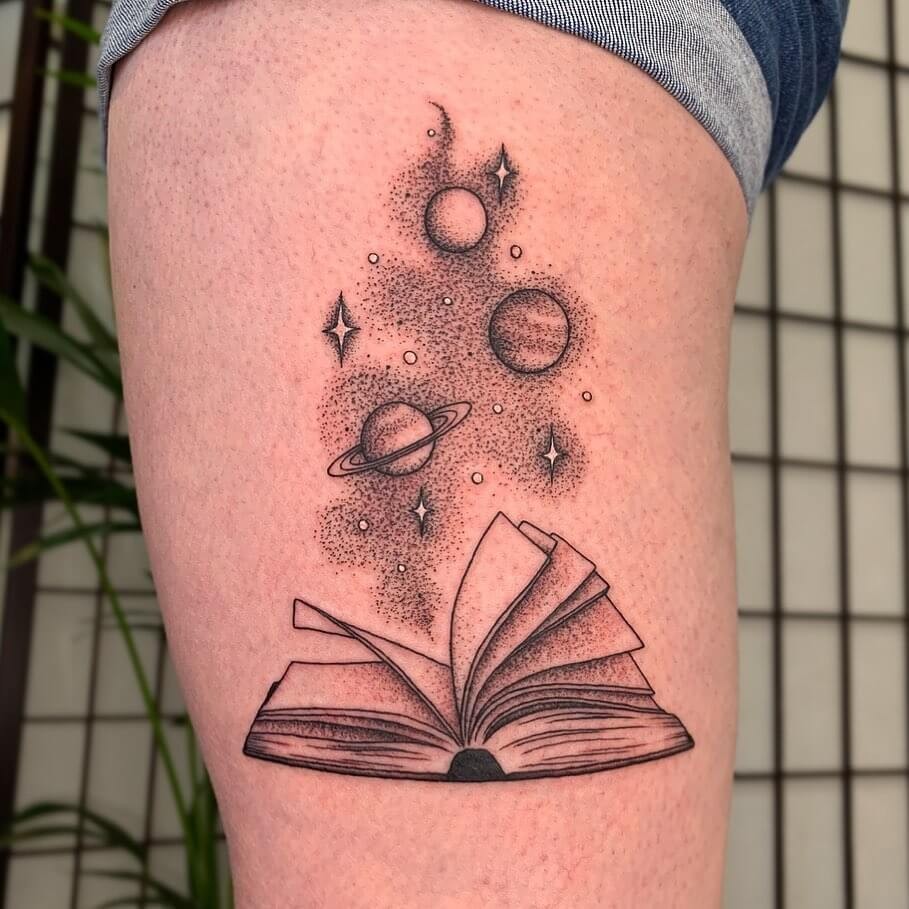 The Blackwork Planetary Magic Book Tattoo