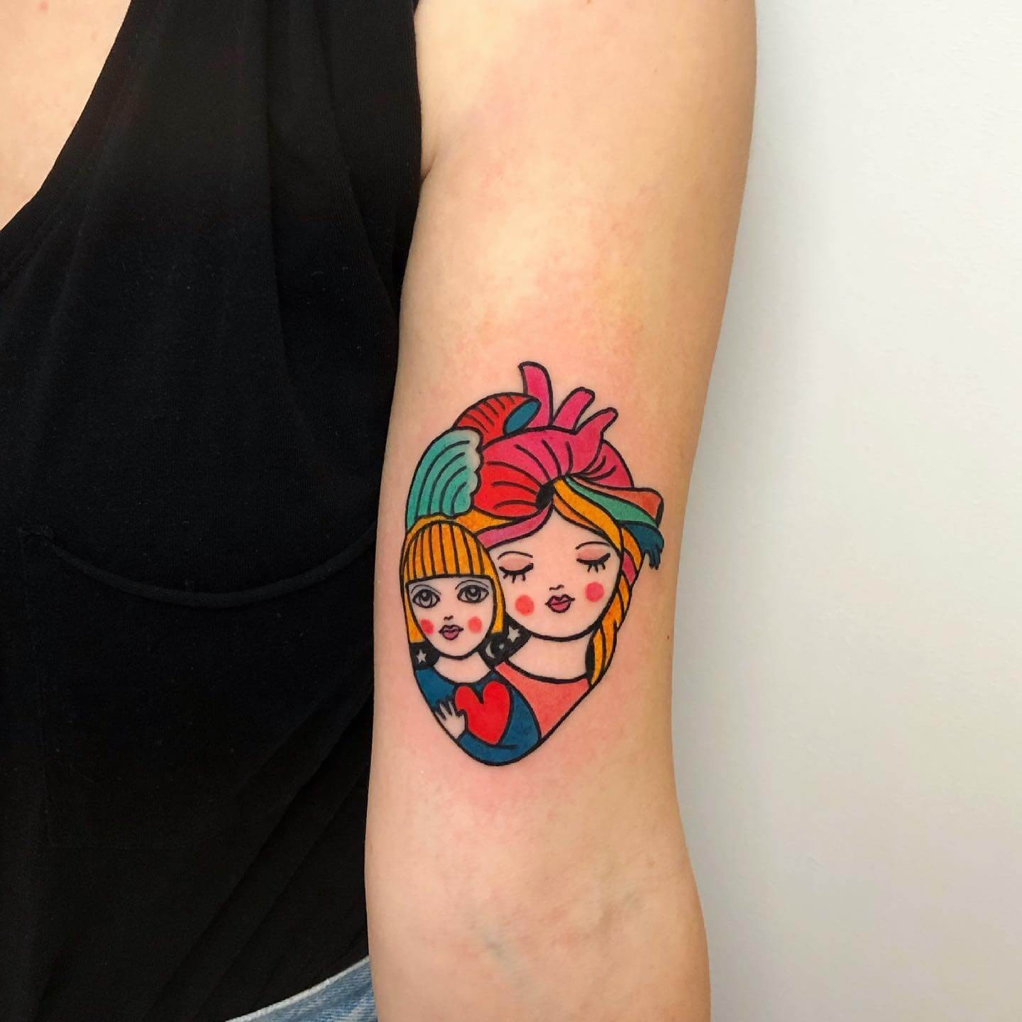 Anatomy Heart Tattoo With Motherhood Theme