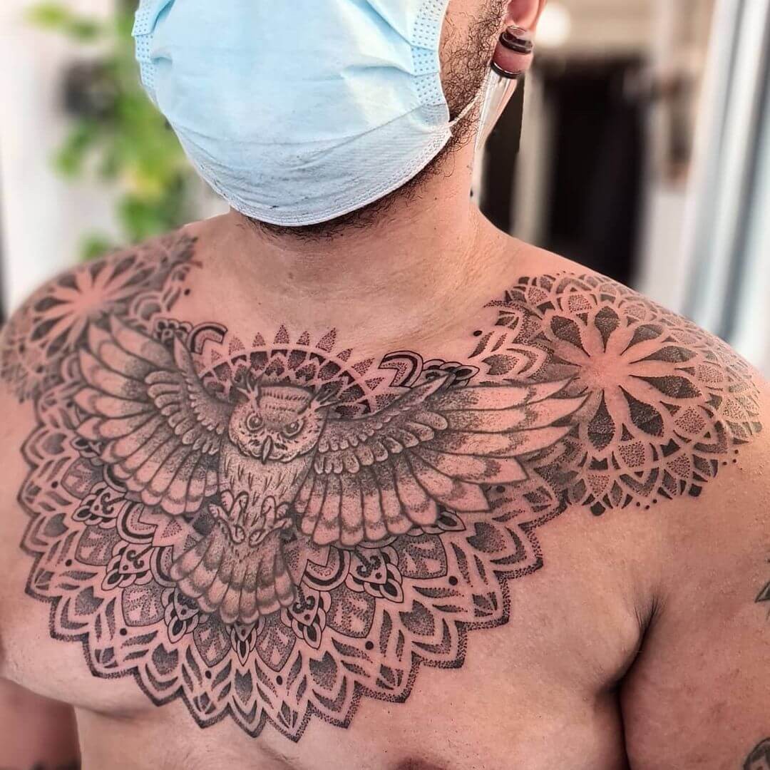 Big Mandala Chest Tattoo Design