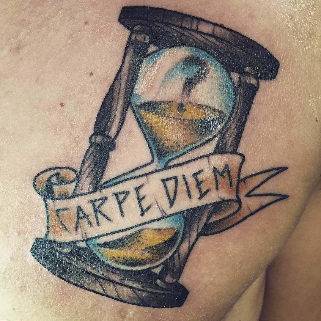 Carpe Diem Hourglass Tattoo