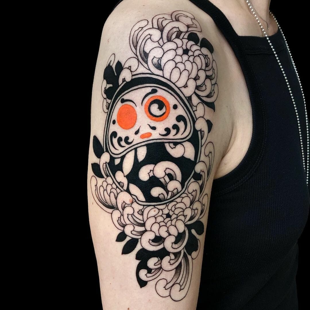 Elaborate Daruma Doll Tattoo Ideas For Your Bicep