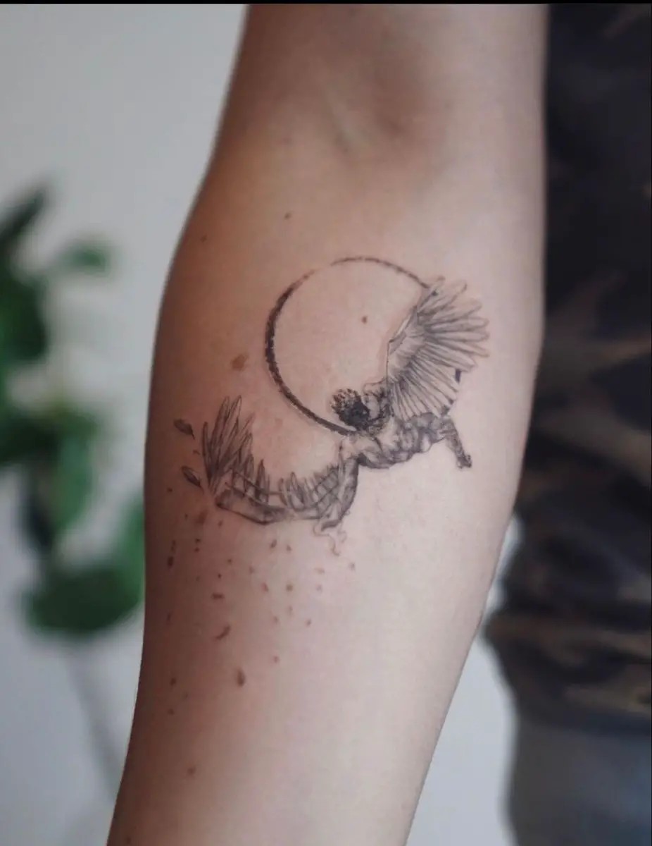 A Complex Graphic Icarus Tattoo