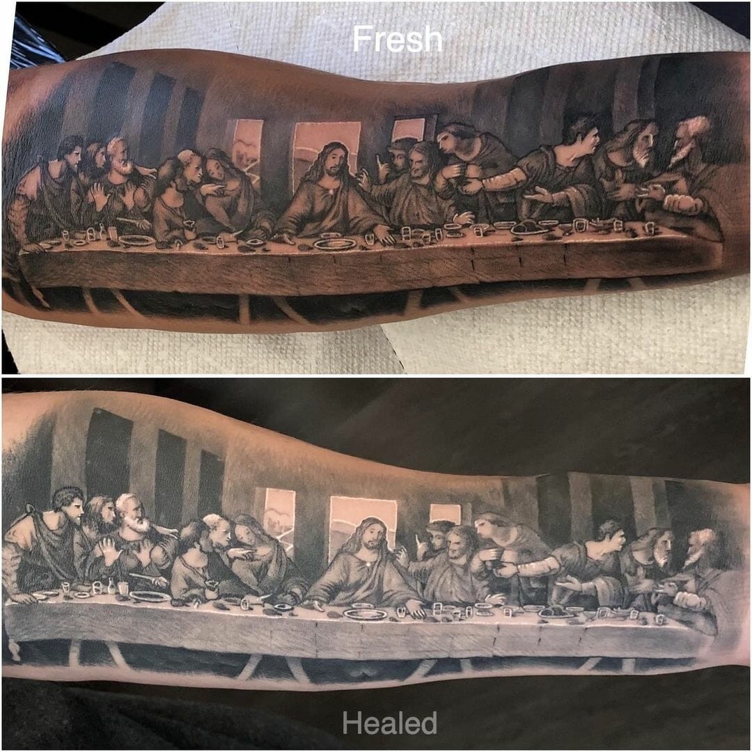 Last Supper Full Arm Tattoo