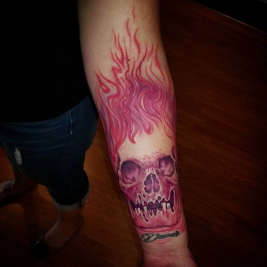 Flaming Skull Tattoo