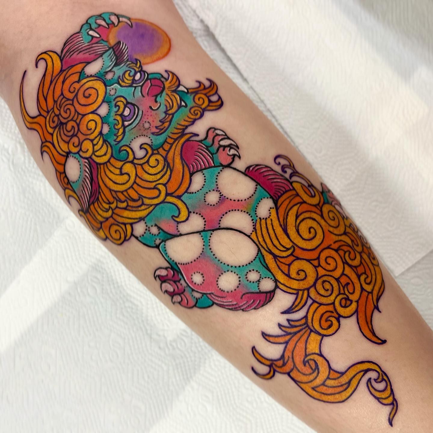 Neo-Traditional Foo Dog Tattoo Designs