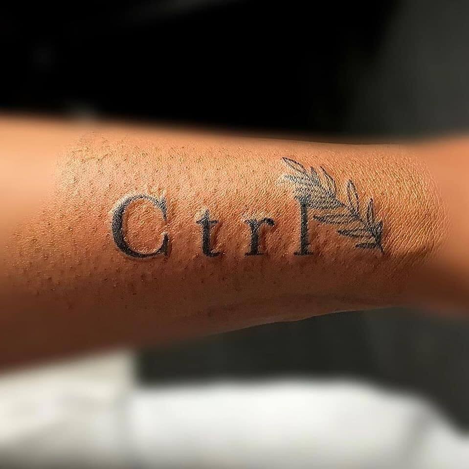 Ctrl Tattoo With Leaf