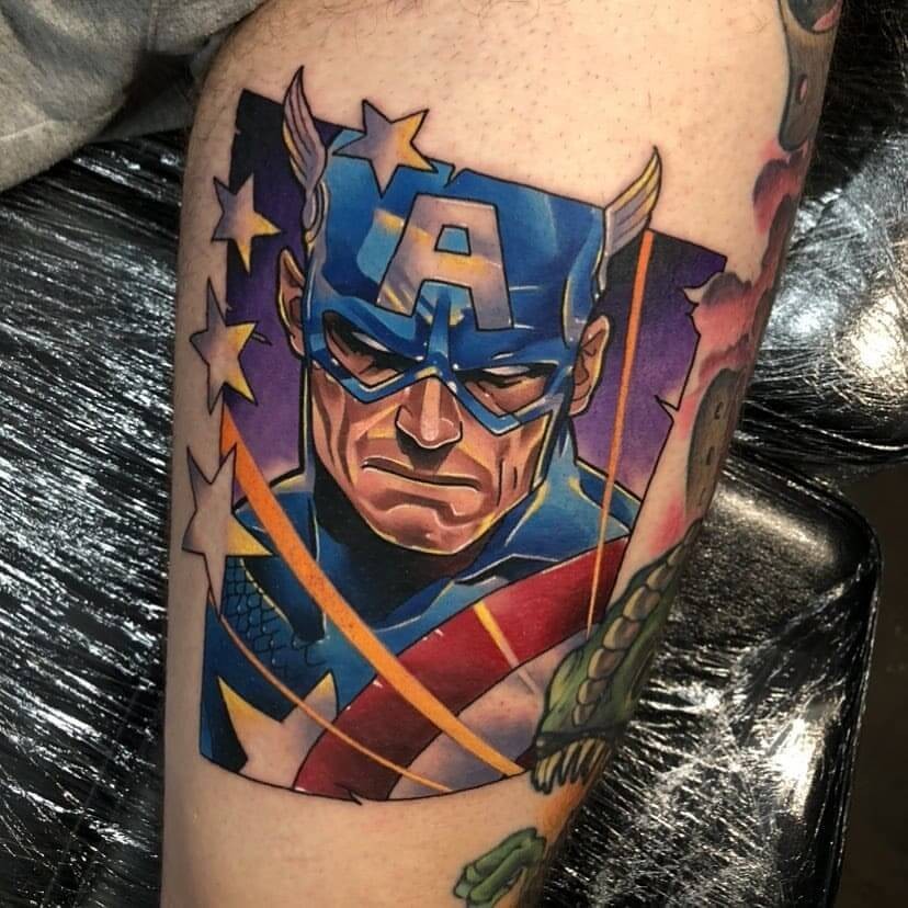 Detailed Captain America Tattoo Designs