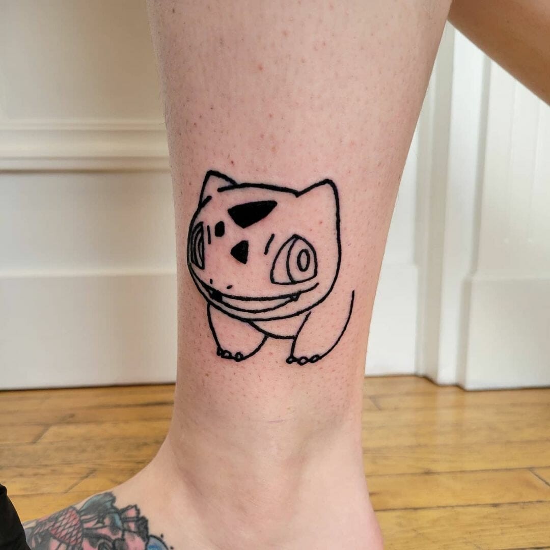 Bulbasaur Linework Tattoo