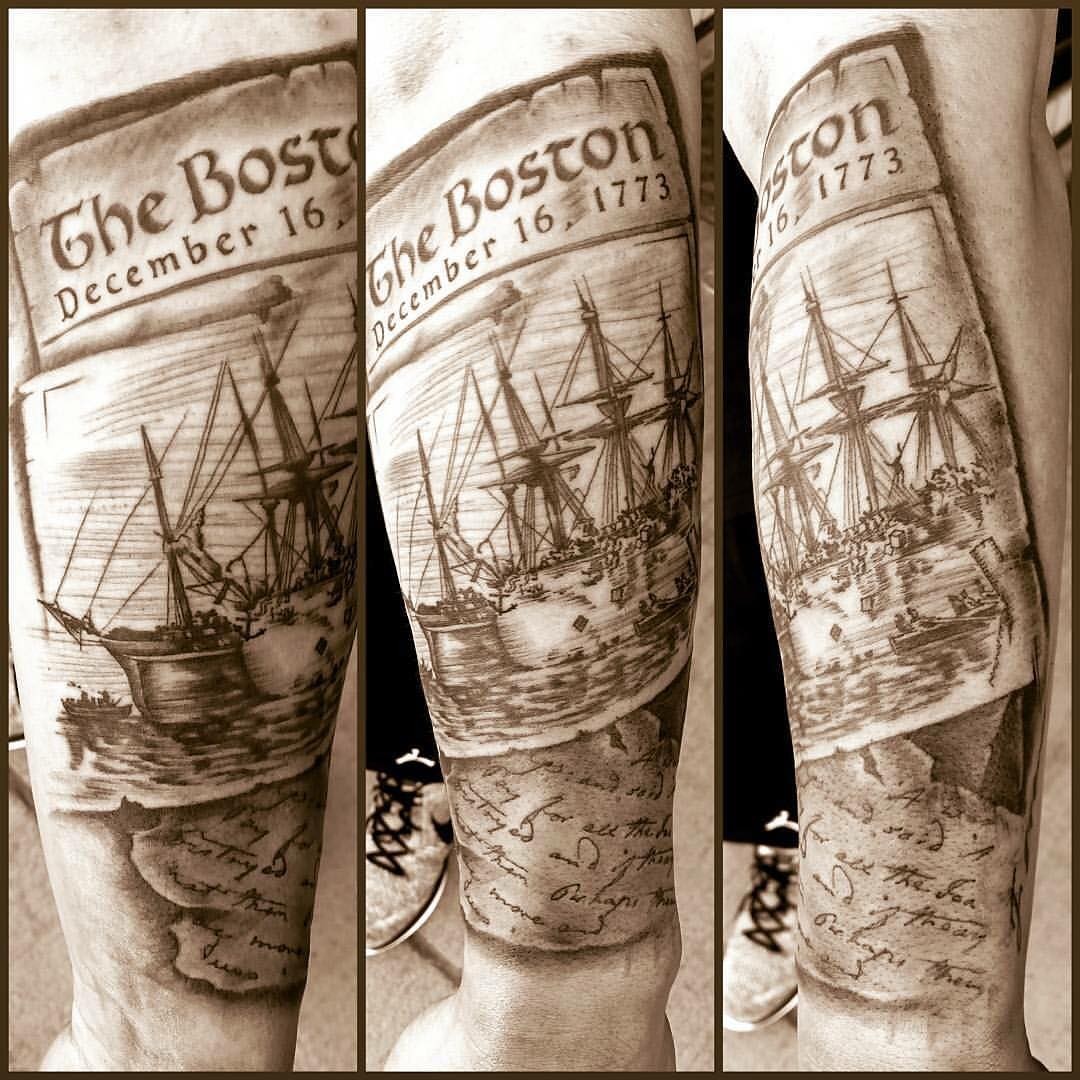 Sparkplug Boston Tea Party Tattoo